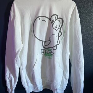 Official Nintendo Super Mario Yoshi Japanese Text Hoodie White Size M